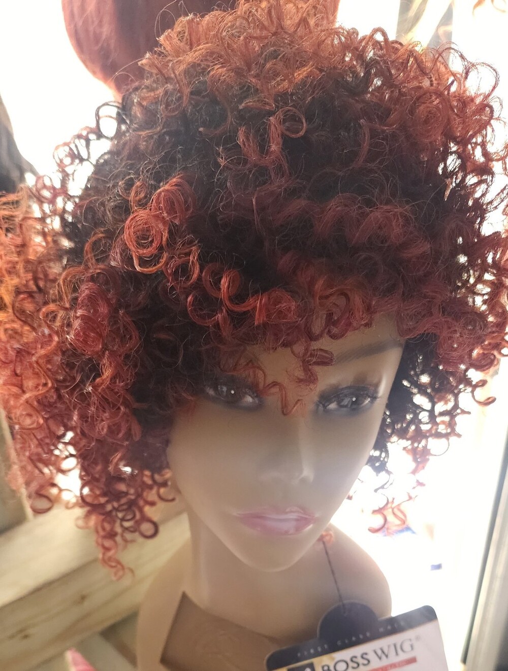 Short Curly Synthetic Wig in Burgundy Red by